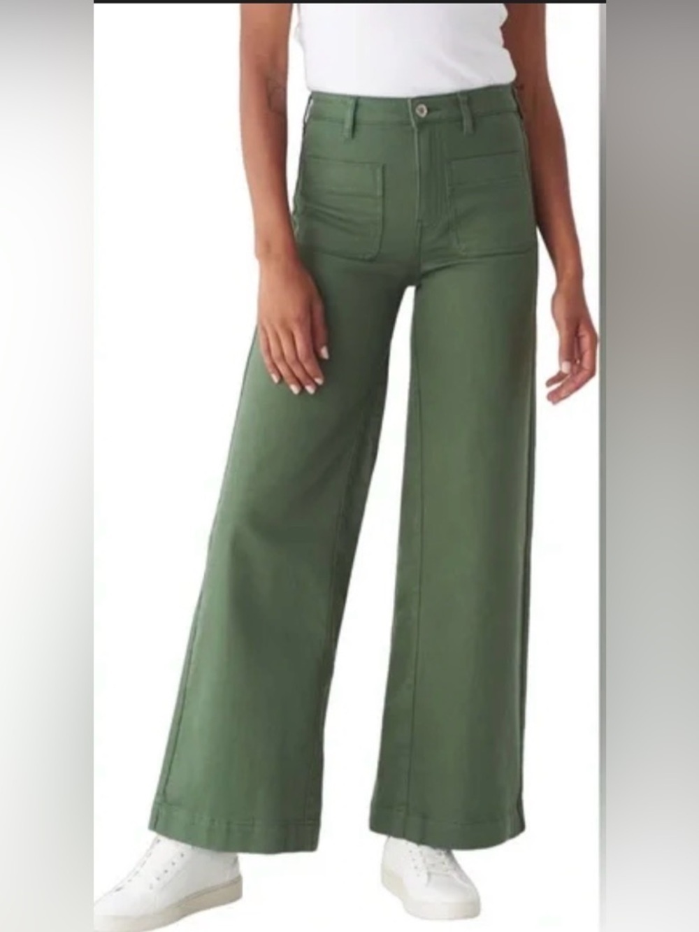 FRANK & OAK Sz 29 The Nina High-Rise Wide Leg Olive Green Pants NEW WITH TAGS